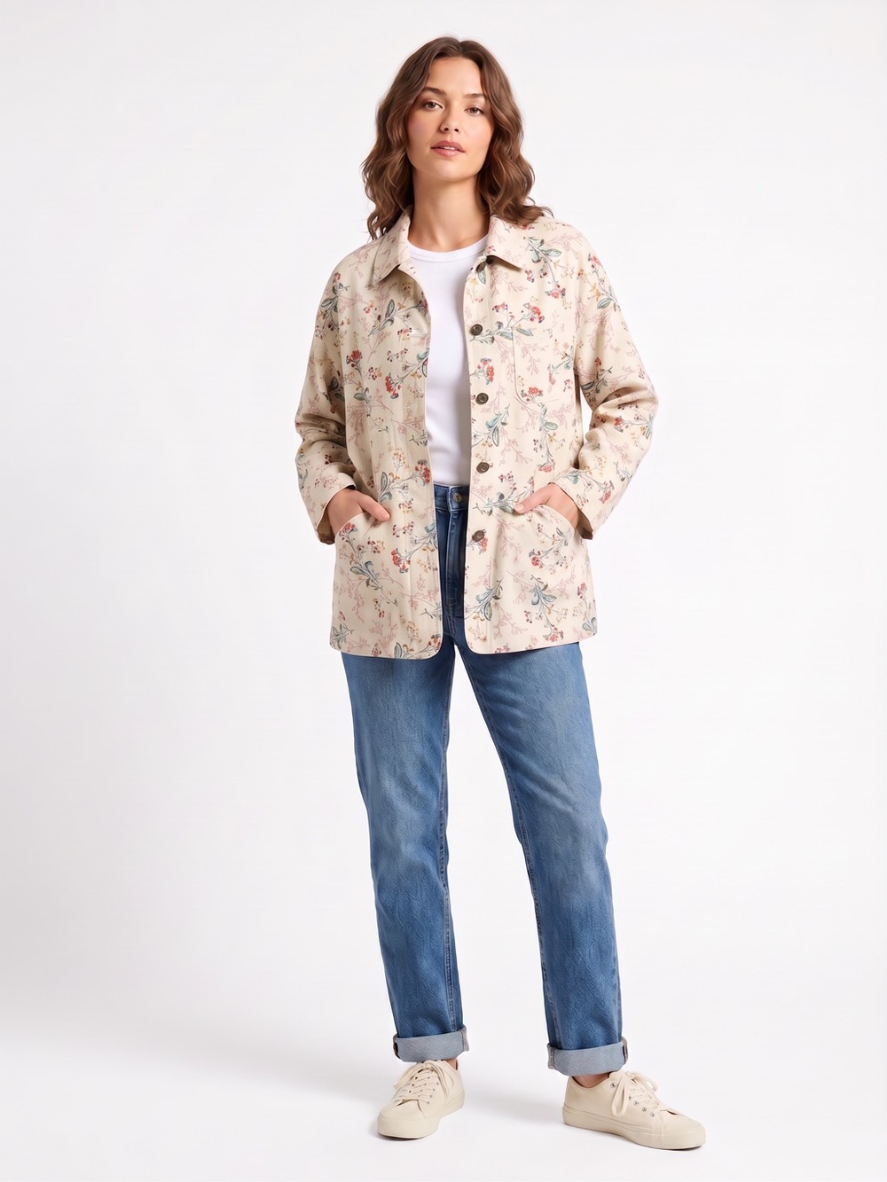Vintage 90s Liz Claiborne Floral Linen Cotton Blend Chore Jacket — Liz Wear